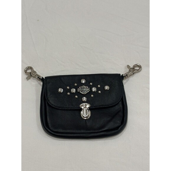 Harley-Davidson Handbags - Harley-Davidson Studded Black Leather Clip Belt Bag Fanny Pack Purse